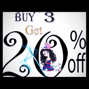 Bundle 3 items or more and and save 20%!!!